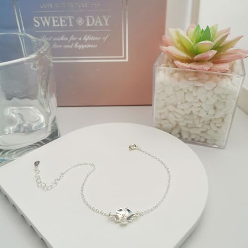 Image of Silver Plated Dainty Flower Girl Bracelet - Cute Girls Jewelry for Weddings, Bride Thank You Gifts, Birthday Presents & Party Favors for Girls