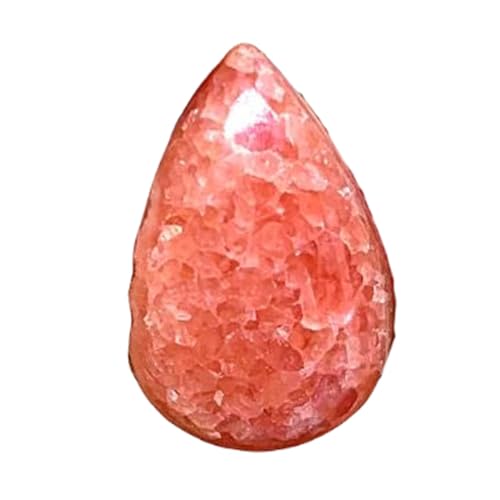 Rhodochrosite véritable taillée en poire de 21mm, pierre fine haut de gamme pour joaillerie unique