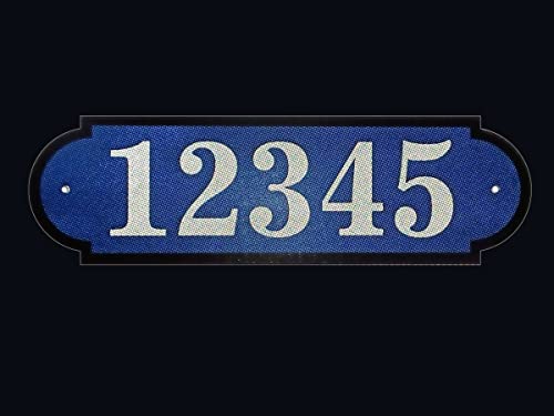 Curb-N-Sign Horizontal Fancy Address Numbers For Outside, Custom, Reflective, Pre-Drilled, Rust Free Printed Sign (Medium (4X16`Inches), Navy Blue) #TOP1