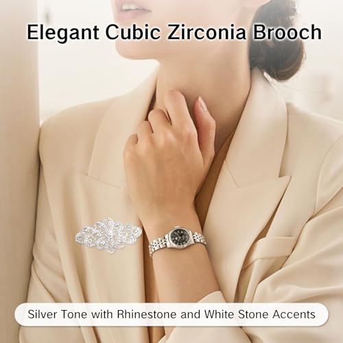 Broach for Wedding 4 Inch Bridal Flower Ribbon Brooch Clear Austrian Crystal Rhinestone Pin Large Diamond Dresses Elegant Brooches for Women Vestidos Elegantes Aplicaciones4