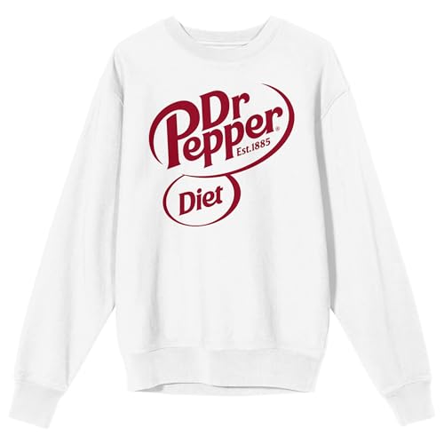 Bioworld Dr. Pepper Diet Dr Pepper Logo Adult White Crew Neck Long Sleeve Sweatshirt-Medium