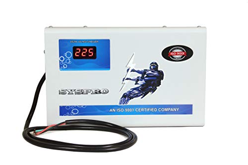 SYSPRO 5 KV Digital Voltage Stabilizer for AC Wall mounting Upto 2 Ton Working Range (White, 170 V-260 V)