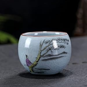Tea Set Ru Kiln Ceramic Teacup Hand Painted Flowers Meditation Cup Travel Tea Bowl Tie Guanyin Pu’er Cup Tea Set Gifts Modern Tea Sets Cups (Color : D1-7.2X4CM 100) (A1 7
