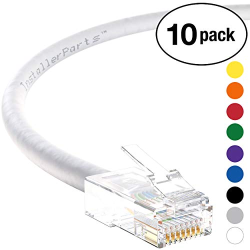 InstallerParts (10 Pack) Ethernet Cable CAT6 Cable UTP Non-Booted 10 FT - White