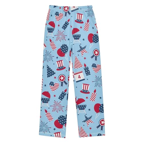 ZZXXB American Independence Day Boys Long Pants Soft Trousers Elastic Waist Kids Lounge Bottoms with Pockets S-XL