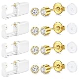 AceFun Pistola piercing orejas oro dorada,kit piercing desechable para mujeres hombres indoloro pequeña pistola para perforación integrada 4mm con 4 almohadillas protección UV