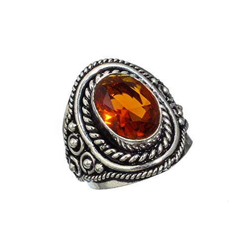 Bague topaze dorée en argent sterling 925 fait main chic taille 9.25