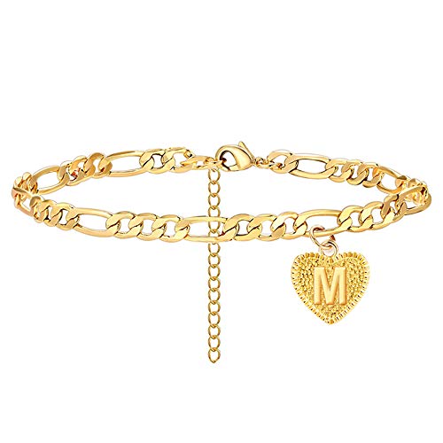M Initial Anklet Bracelet for Women Cute Summer Letter Anklets Bracelets for Girls Anklets with Initials (M)
