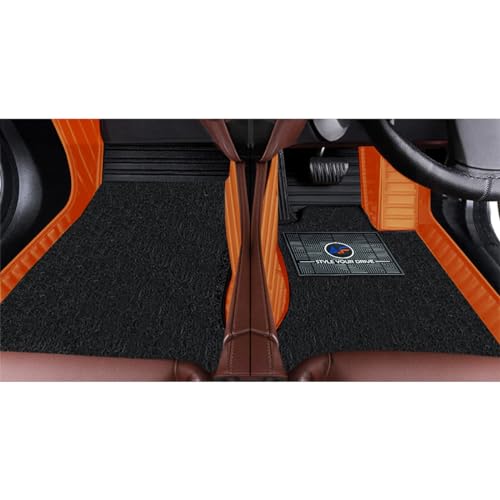 Image of Autofurnish Exclusive 9D Car Mat Full Set for Mahindra XUV 3XO (Automatic) 2024 || Luxury Leather Dual-Stitch Full Set 9D Car Floor Mat || 100% Waterproof || Color : Black Sunrise-Tan