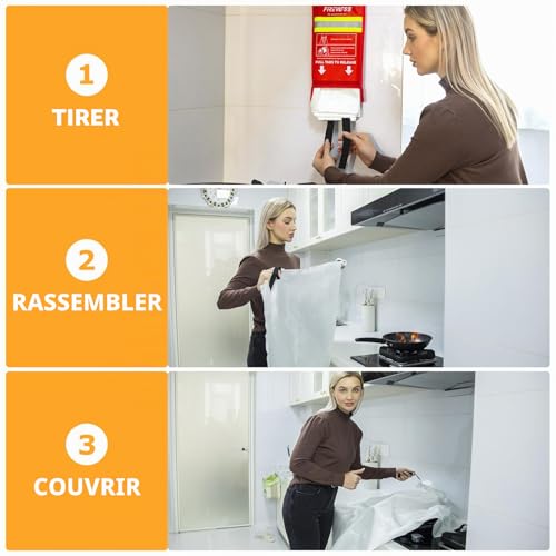 FIREWESS Lot de 1 Couverture Anti Feu Incendie, 100 * 100 cm Couverture Ignifuge pour Sécurité à Maison, Protection Ignifuge et Isolation Thermique en Fibre de Verre – vue 3