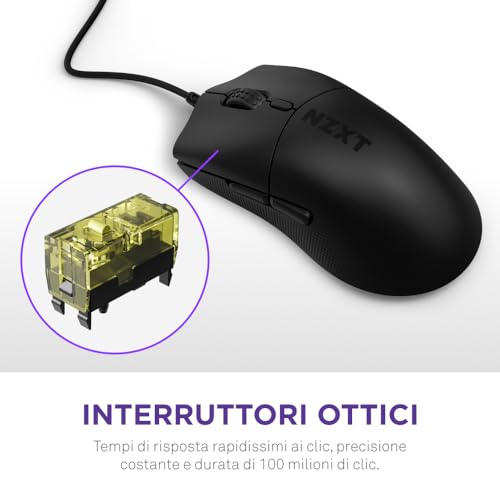 Lift 2 Symm | Mouse gaming con cavo simmetrico leggero | Design leggero 58 g | Polling rate 8K | Switch ottici | Sensore ottico 26K DPI | Piedini 100% PTFE | Nero - Mouse gaming - Immagine 4