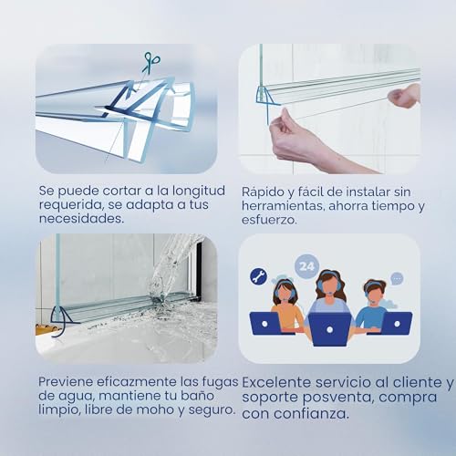 Junta HNNHOME para mampara de ducha de 870 mm para cristal de 4 mm a 6 mm 6