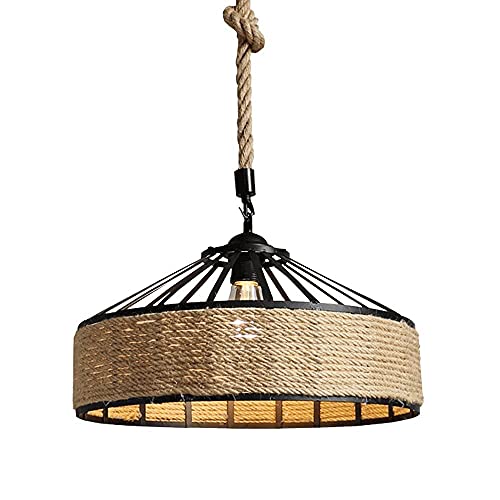 Chandelier de corde rustique et suspension lustre en fer forgé style vintage industriel