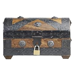 Brynnberg Scrigno del Tesoro con Lucchetto Vintage Bauletto Stile Antico per Accessori Gioielli Oggetti di Valore, Cassaforte in Legno, Idea Regalo Decorativa 20x11x11cm