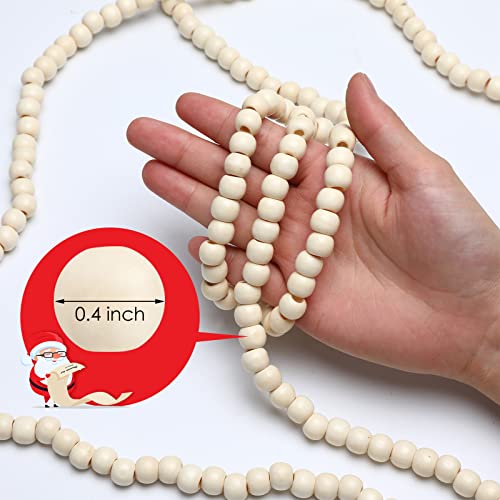 WILLBOND-3-Pieces-295-Feet-Christmas-Wooden-Bead-Garland-Vintage-Christmas-Tree-Bead-Garland-Round-Bead-Wreath-for-Christmas-and-Holiday-Decorations-Beige WILLBOND 3 Pieces 295 Feet Christmas Wooden Bead Garland Vintage Christmas Tree Bead Garland Round Bead Wreath for Christmas and Holiday Decorations Beige