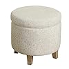 Homepop home decor upholstered round storage ottoman ottoman with storage for living room bedroom with flared legs linen large  urban country home decor