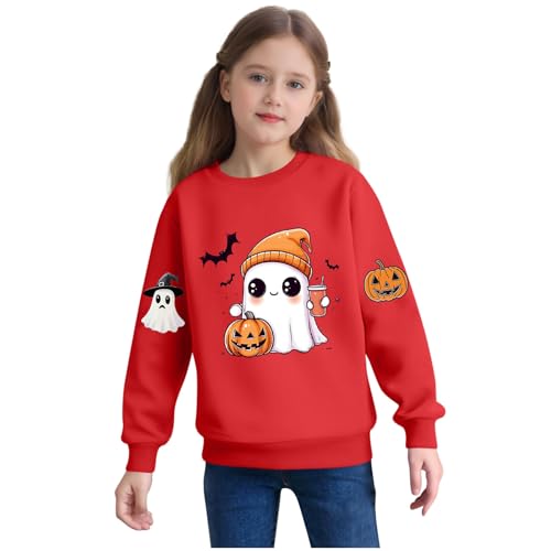 Kids Halloween Sweatshirt 2025 Funny Cute Ghost Pumpkin Graphic Sweater Long Sleeve Vintage Casual Fall Pullover Tops4