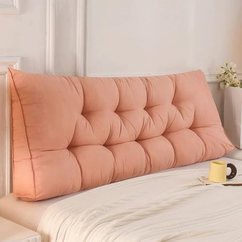 Grande Cabecero Con Almohada De Cuña, Tamaño King Queen Triangular Cojín de Soporte Lumbar, Súper Suave Almohadas de lectura para el respaldo Para Cama, Sofá, Adultos Y Niños(Size:80x50x15cm,Color:Pin