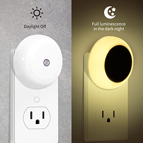 KINUR 6 Pack Night Light, LED Night Lights Plug into wall with Dusk to Dawn sensors, Plug in Night Lights for Kids Room, Bedroom, Bathroom, Baby Nursery,Stair Lights, Hallway Light, Warm White — view 3