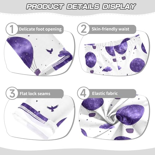 Cloud Hot Air Balloon Purple Girls Leggings Athletic Pants Tights Stretch Bottom3