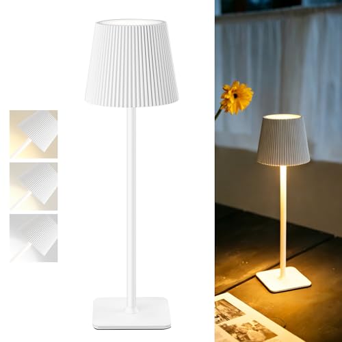 LuminexDesigns Lampada da Tavolo LED Senza Fili con Controllo Touch – Lampada Ricaricabile da 5200mAh Dimmerabile, IP54 Resistente all’Acqua – Perfetta per Interni ed Esterni, Bianco