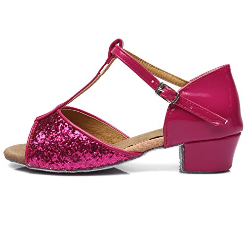 AOQUNFS Toddler Girls Latin Dance Shoes Low Heel Kids Salsa Ballroom Tango Dance Shoes,6082