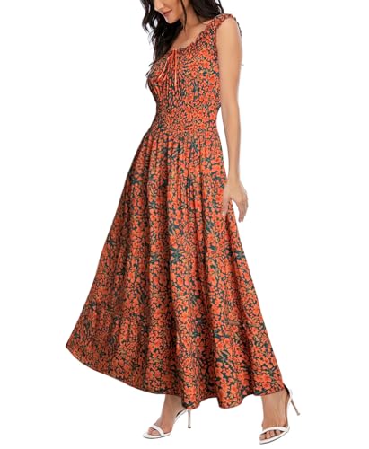 Image of OSTOO Women's 2026 Summer Boho Floral Print Tiered Casual Flowy Long Maxi Dress
