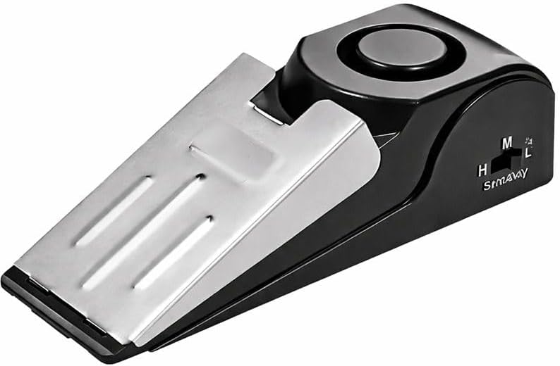 Door Stopper Security Alarm | Anti-Theft Metal Wedge Entrance Lock Burglar Safety Tools | Portable Loud Siren System for Home, Apartment, Hotel, Travel 120dB