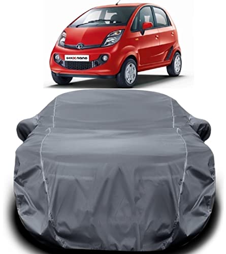 Image of Tata Nano Car Cover Waterproof /Nano Cover /Tata Waterproof with Triple Stitched Fully Elastic Ultra Surface Body Protection Grey Look, for