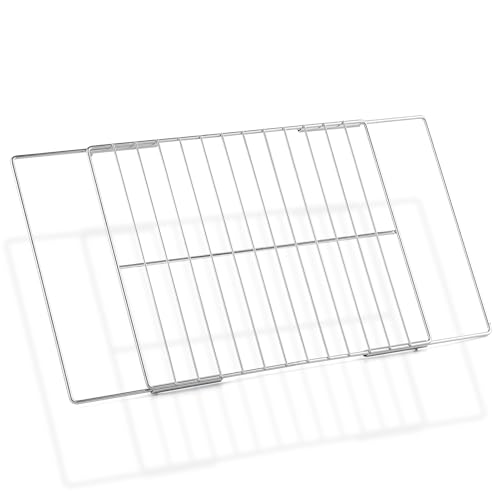 Upgraded 304 Stainless Steel Universal Adjustable Oven Rack Replacement for Samsung GE Whirlpool LG Frigidaire Kenmore Oven Rack Extendable Oven Wire Rack Shelf Adjusts from 17.3-25.6 Wide