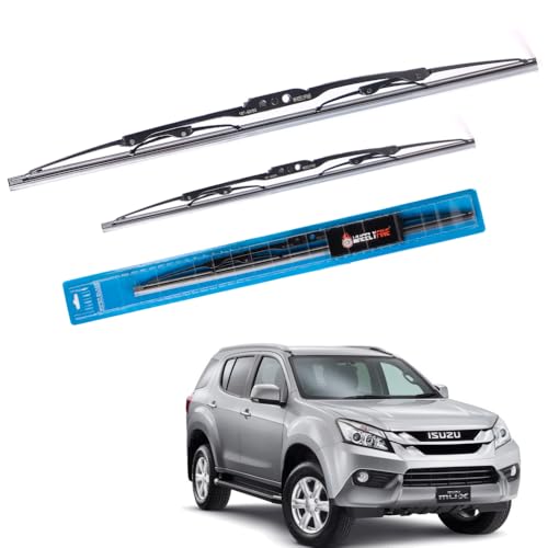 Image of Windshield Car Wiper Blades Metal Frame Water Repellant Cleaning Wiper Blades Refills Best for Isuzu Mu-X (2013 Onwards) Dr 21 inch /Pa 19 inch