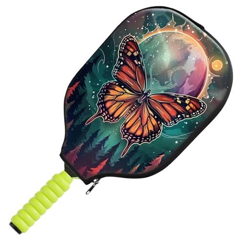 Pickleball Paddle Cover, Butterfly Moon Premium Neoprene Protective Case for Pickleball Paddles, Lightweight Durable Paddle Sleeve with Zipper Closure for Storage Travel