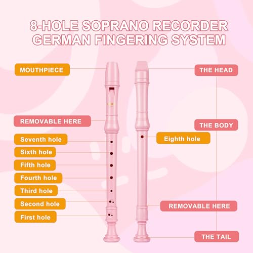 Sondery Sopran-Blockflöteninstrument, deutsche Griffweise, langlebige Anfängerblockflöte, leicht zu spielender Kunststoffkörper, inklusive Grifftabelle, Tragetasche