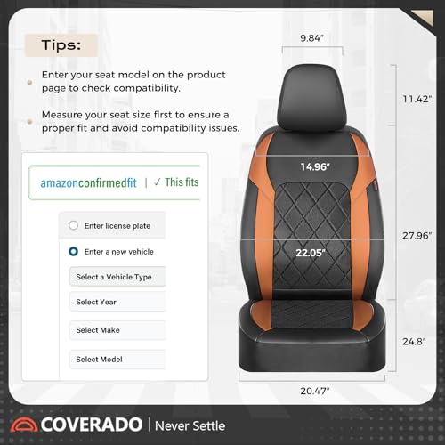 Image of Coverado Car Seat Covers, Front Seat Covers, 2 Front Automotive Seat Cover, Mesh Breathable Seat Protectors, Universal Fit for Most Cars