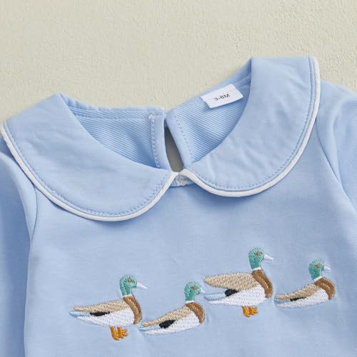 Infant Baby Boy Outfit Duck Hunting Long Sleeve Romper Jumpsuit Peter Pan Collar Fall Bubble Clothes3
