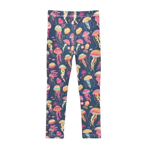 Colorful Jellyfish Kids Baby Girls Athletic Leggings Stretch High Waisted Pants Gym2