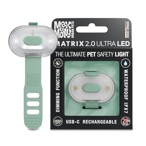 Max & Molly Matrix 2.0 Ultra LED, Hundelicht für Geschirr, Leine & Halsband, Jade, Wasserfest, USB Wiederaufladbar, Hundelampe LED, Hunde Leuchtanhänger für mehr Sicherheit bei Nacht