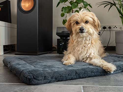 TrendPet Harmony 4cm gefütterte Hundedecke, Katzendecke, Liegedecke für Hunde und Katzen (Anthrazit, 50x35cm)
