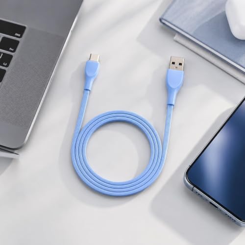 Image of Treziya USB-A to USB-C Cable, 3A Fast Charging & 480 Mbps High-Speed Data Transfer Cable, Durable Tangle-Free Type-C Charging Cable for Smartphones, Tablets & More, Blue
