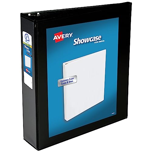 Image of Avery Showcase Standard View 3 Ring Binder, 2 inch Slant Rings, 530-Sheet Capacity, 2.8 Inch Wide Spine, 1 Black Binder, Ideal for Lightweight Organization and Occasional Referencing (19700)
