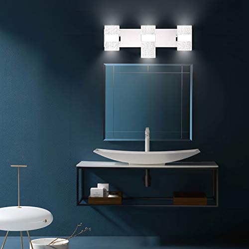 24.4 inch Bathroom Vanity Light Fixtures Over Mirror Modern 3 Lights LED Vanity Light 18W Bathroom Wall Lighting Fixtures Chrome Stainless Steel Bathroom Light Cool White 6000K