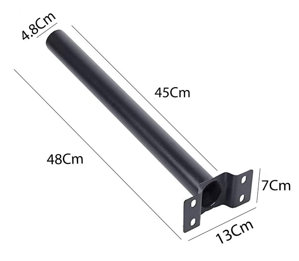 2X Palo Per Lampione Solare 48 Cm Staffa Nera Per Lampione Stradale Supporto Per Faro Led Da Esterno Palo per Antenna TV Braccio Per Muro Parete
