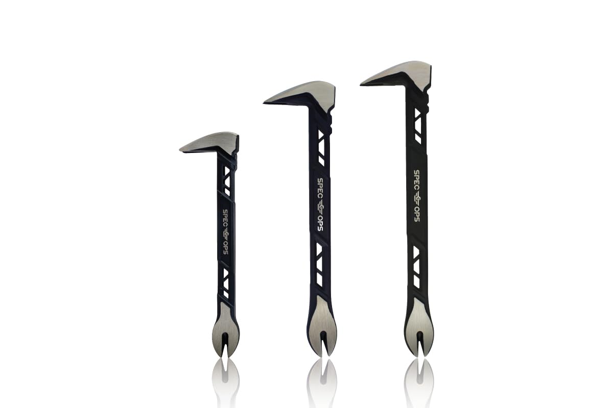 Spec Ops Tools Nail Puller Cats Paw Pry Bar for Prying, Demolition &amp; Nail Pulling, High-Carbon Steel, 8, 10 &amp; 11 Inch Combo Pack