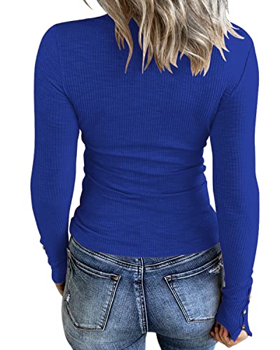 Image of KINLONSAIR Women Long Sleeve Henley Shirts Scoop Neck T-shirt Basic Tops