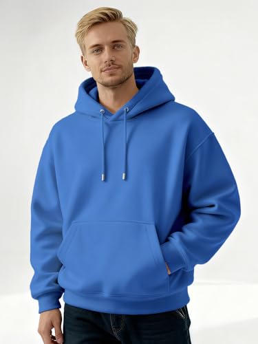 Image of Nobero Heavy Duty Oversized Solid Hoodie for Men | Hoodies for Men | Oversized Fit | Solid Colour | Thick Fleece Fabric | Drawstring Hood