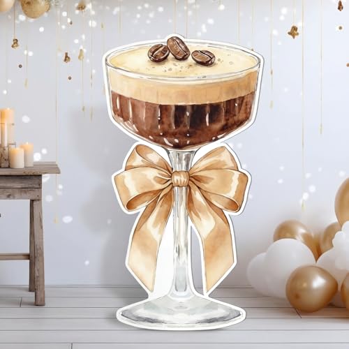 Image of Colingmill 4ft Espresso Martini Birthday Decorations Light Brown a Tini Bit Older Party Backdrop Birthday Party Cardboard Cutouts Decor for Women Bar Wedding Bachelorette Bridal Shower Supplies
