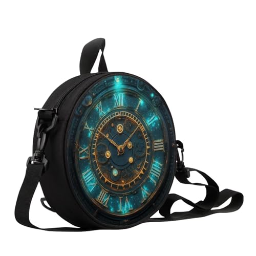 Image of Women Novelty Round Clock Shape Zippered Clock Purses for Women Tote Handbag Shoulder Bag, Gift for Mom Girlfriend