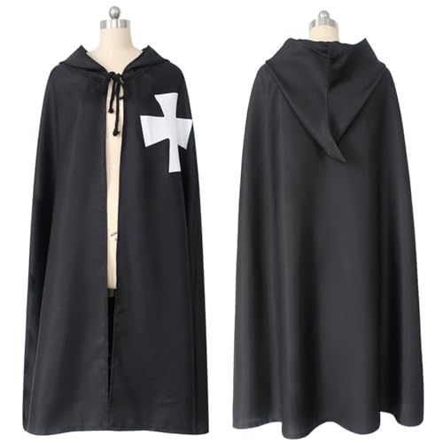 Cape médiévale de cosplay avec grande capuche tombante style fantastique