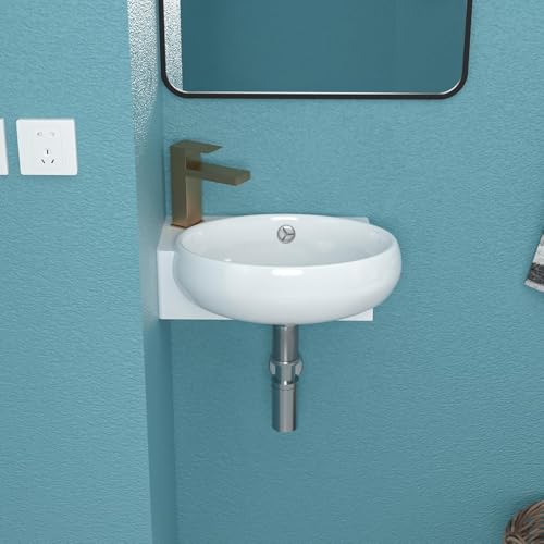 Image of Bell Wall Mount And Table Top (2 In 1) Wash Basin For Bathroom | Counter Wash Basin For Living Room | Washbasin| Tabletop Ceramic Bathroom White, (Dimension 43 x 28 x 15 CM) (Candy)