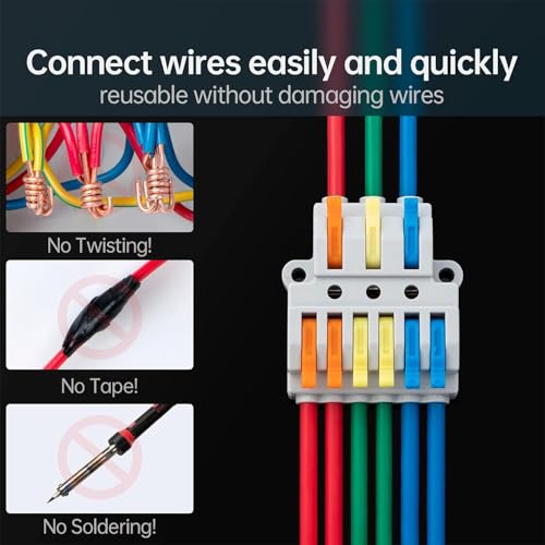 Image of XELYTON Wire Clip Connector, Universal Connection Terminals, Circuit Inline Splices Electric Connectors, Quick Connect & Freely Assemble Electrical Splicing Kit for Compact (3 In 6 Out, 3)